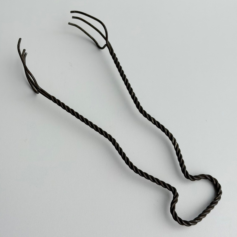 Antique Wrought Iron‎ Twisted Metal Tongs Kitchen Tool Black Primitive